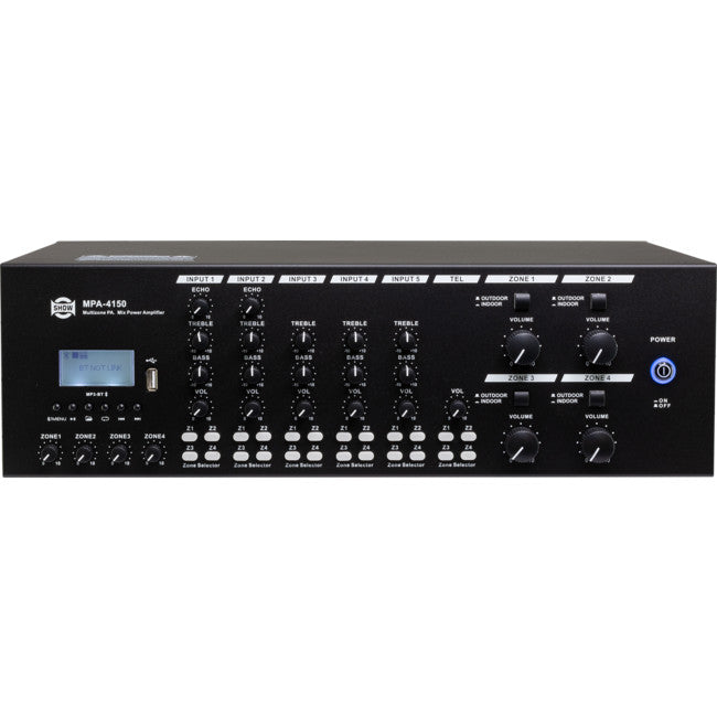 MPA4150 4 ZONE CLASS D AMPLIFIER WITH MP3 USB BT 150W*4 5 LINE/MIC IN