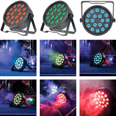 CR Lite High Power LED Light RGB 18 3-in-1 Tri Color Slim Par Can DJ Wedding with Fade Strobe Auto Sound DMX Control