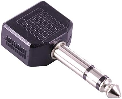 ¼" TRS Stereo 6.35mm Jack to 2x 3.5mm Mono Sockets 1/8” Jack Adapter Connector