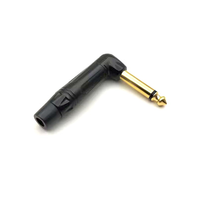 Premium 1/4" Guitar jack 6.35mm TS / TRS 90° L-shaped Right Angle Plug Stereo or Mono