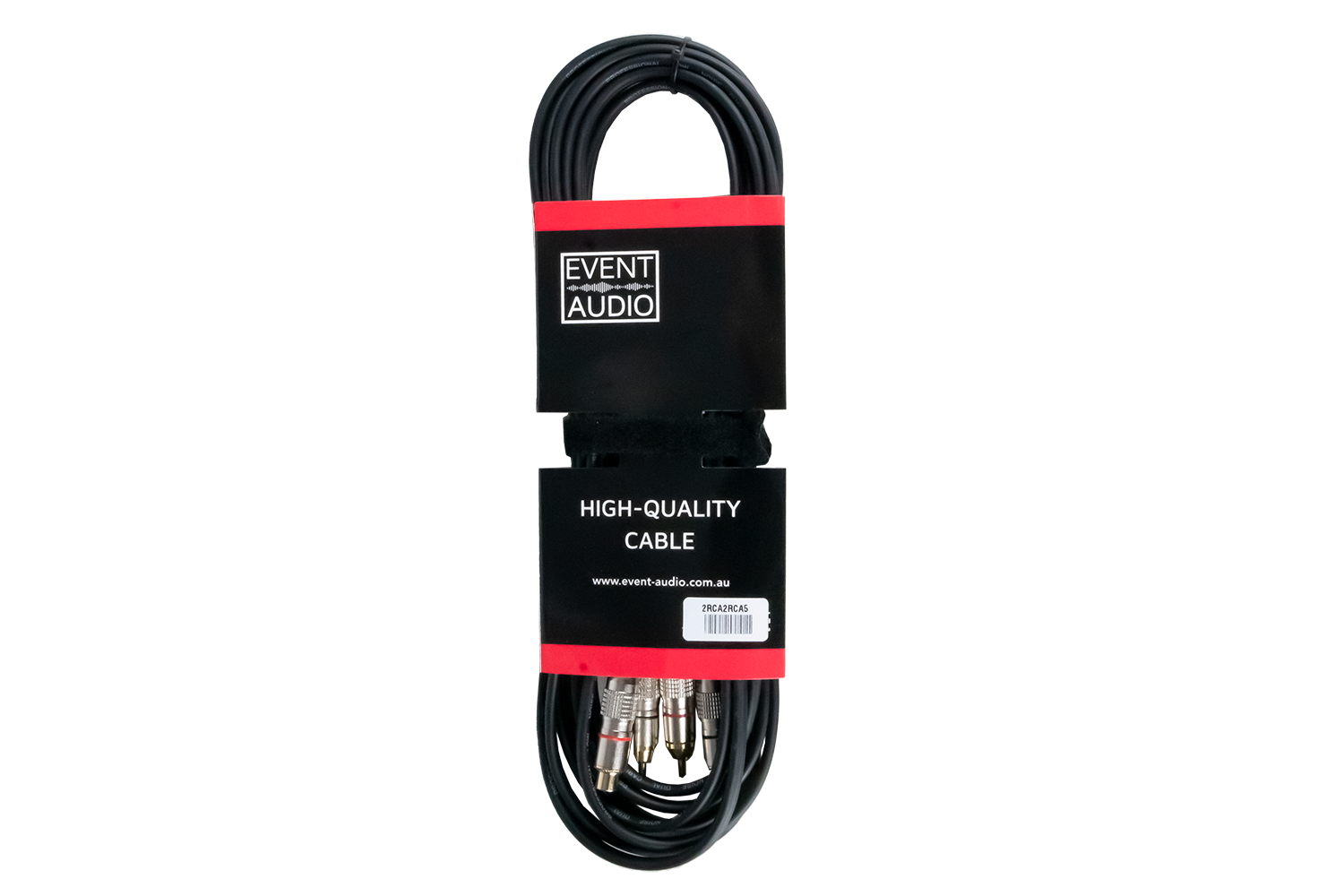 Event Lighting 2RCA2RCA5EL - 5m 2x RCA Male to Male Signal Lead - Red and Black Ring