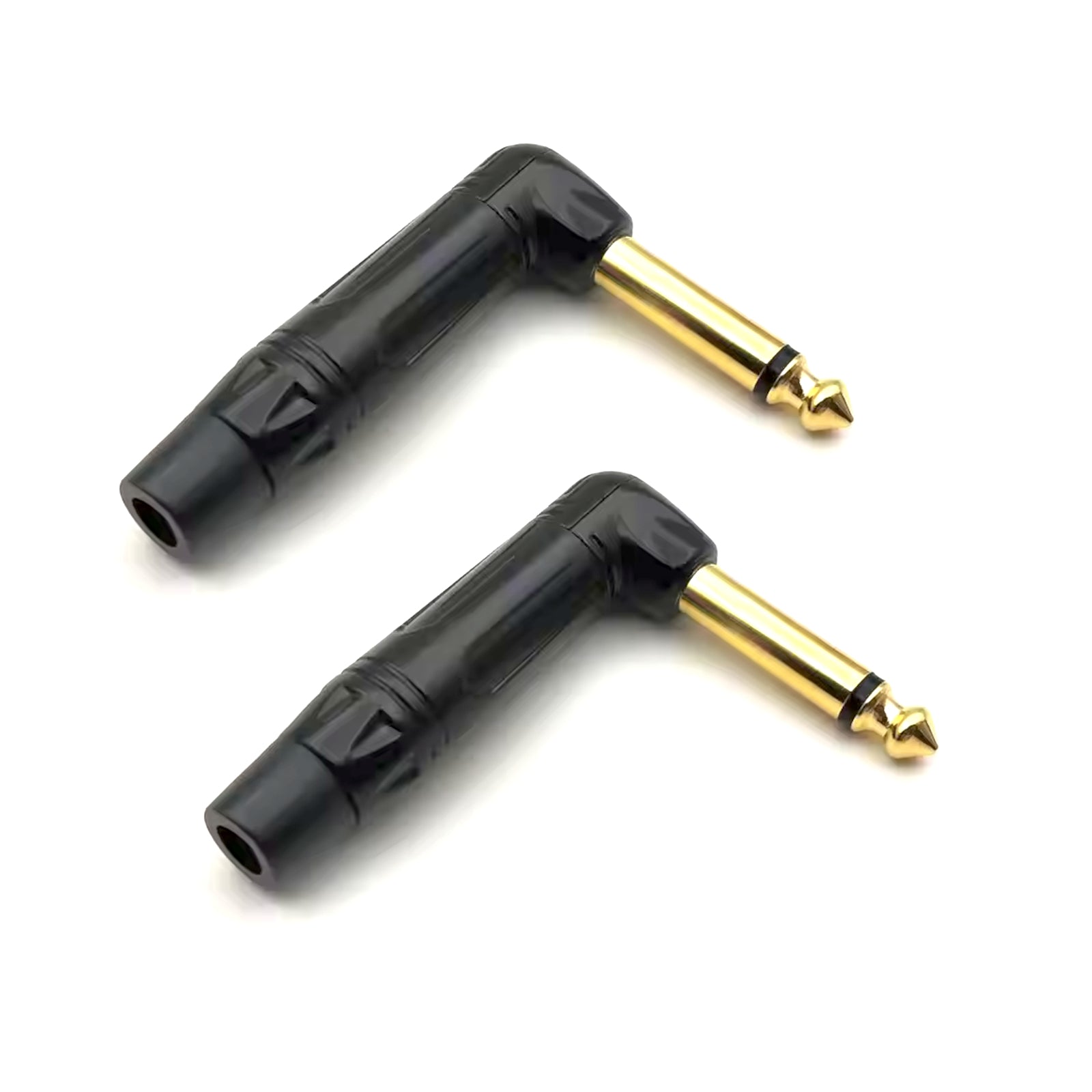 Premium 1/4" Guitar jack 6.35mm TS / TRS 90° L-shaped Right Angle Plug Stereo or Mono