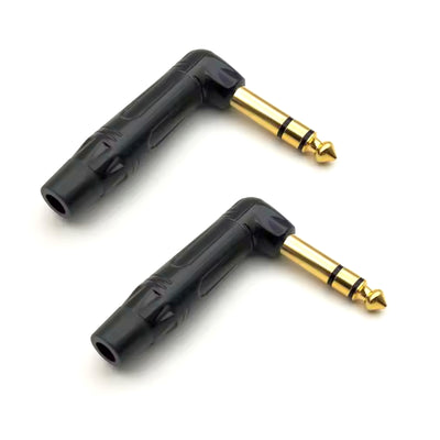 Premium 1/4" Guitar jack 6.35mm TS / TRS 90° L-shaped Right Angle Plug Stereo or Mono