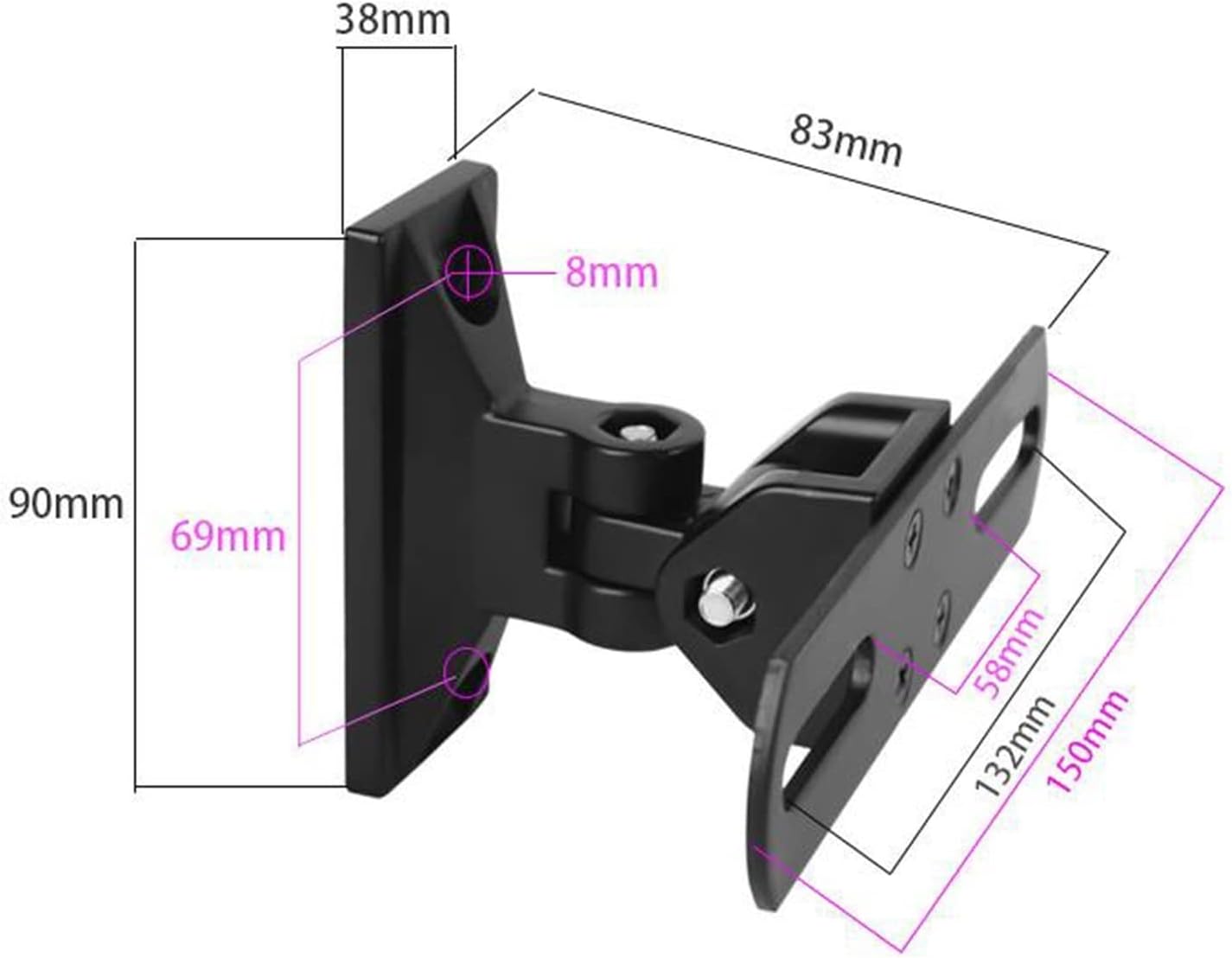 Monitor Speaker wall bracket mount Pivot Tilt White Black