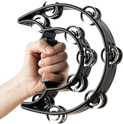Large Tambourine 40 Bell Double Moon Black Or White Heavy Duty