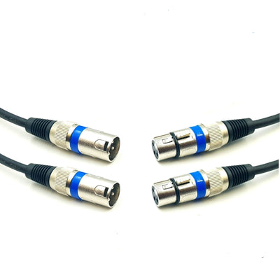 4 Pack 50cm 3-Pin XLR Male to Female Balanced Cable Microphone Mic Cord Black Australian Made