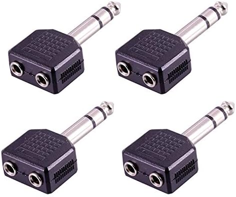 ¼" TRS Stereo 6.35mm Jack to 2x 3.5mm Mono Sockets 1/8” Jack Adapter Connector