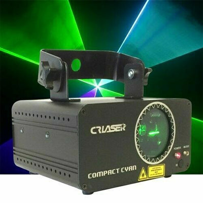 CR Compact Cyan 150mw Laser Disco Light Party Set + 400w Smoke Machine + 1L Liquid