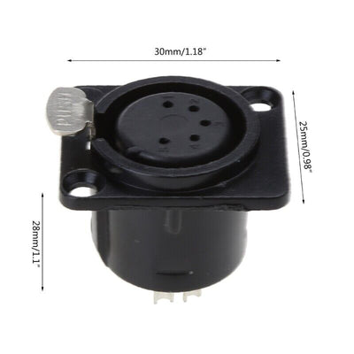 5 Pin XLR Metal Panel Mount Socket Choose Male Or Female Black