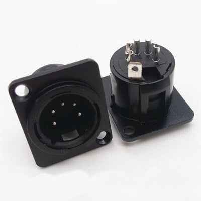 5 Pin XLR Metal Panel Mount Socket Choose Male Or Female Black