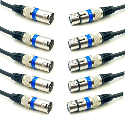 Australian Made 5 Pack 5m or 10m 3-Pin XLR Male to Female Balanced Microphone Cable