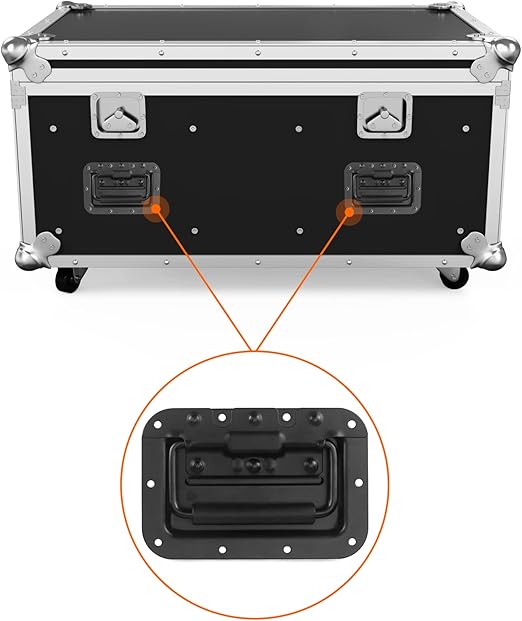 2x Heavy Duty Recessed Spring Handle Steel Black for Rack Flight Road Case