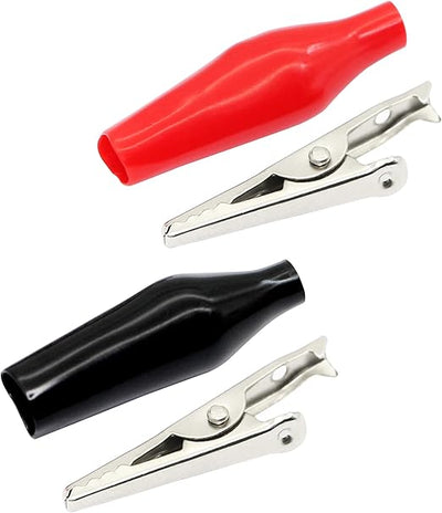 2x Battery Clamp Test Probe Electrical Large 45mm Alligator Clip Boot Clips Pair
