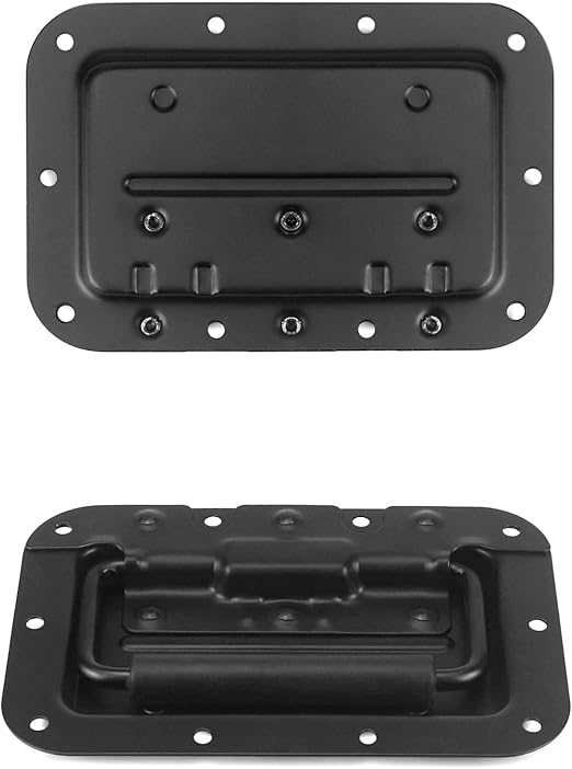 2x Heavy Duty Recessed Spring Handle Steel Black for Rack Flight Road Case