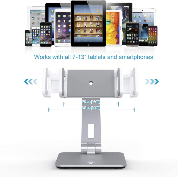 DL Aluminum Ipad Pro Holder Phone Desk Stand 360° Rotating Swivel Fold