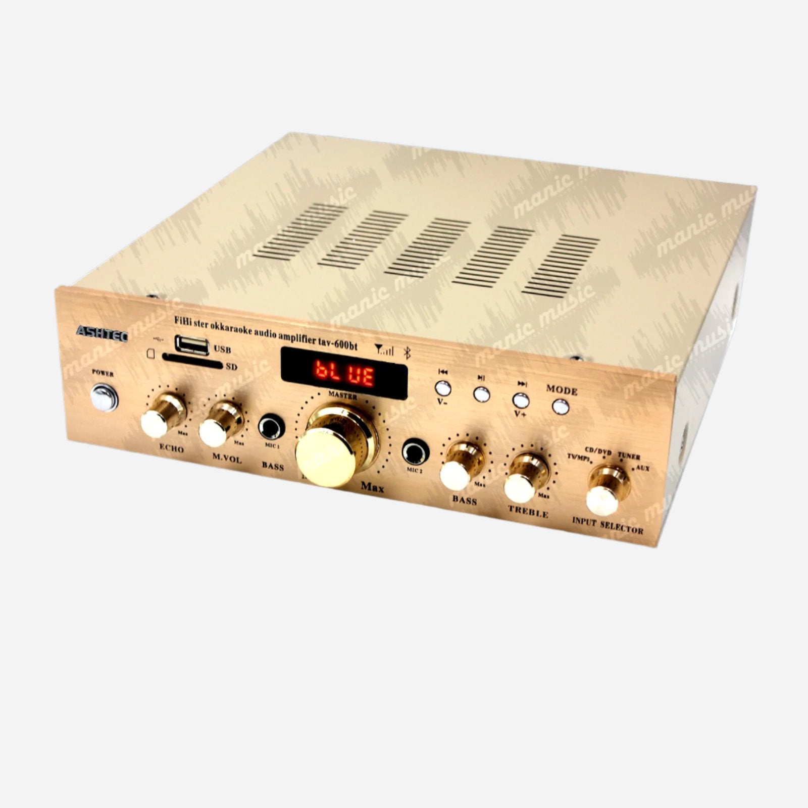 ASHTEC Bluetooth Karaoke 600w Mixer Amplifier Receiver FM Radio MP3 2x Mic Inputs