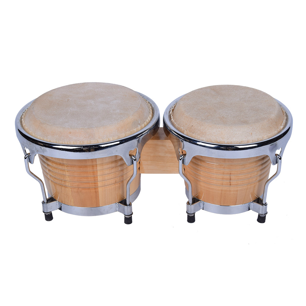 Bongo Drums Set Natural Hide and Timber Double 6.5 & 7.5 Inch