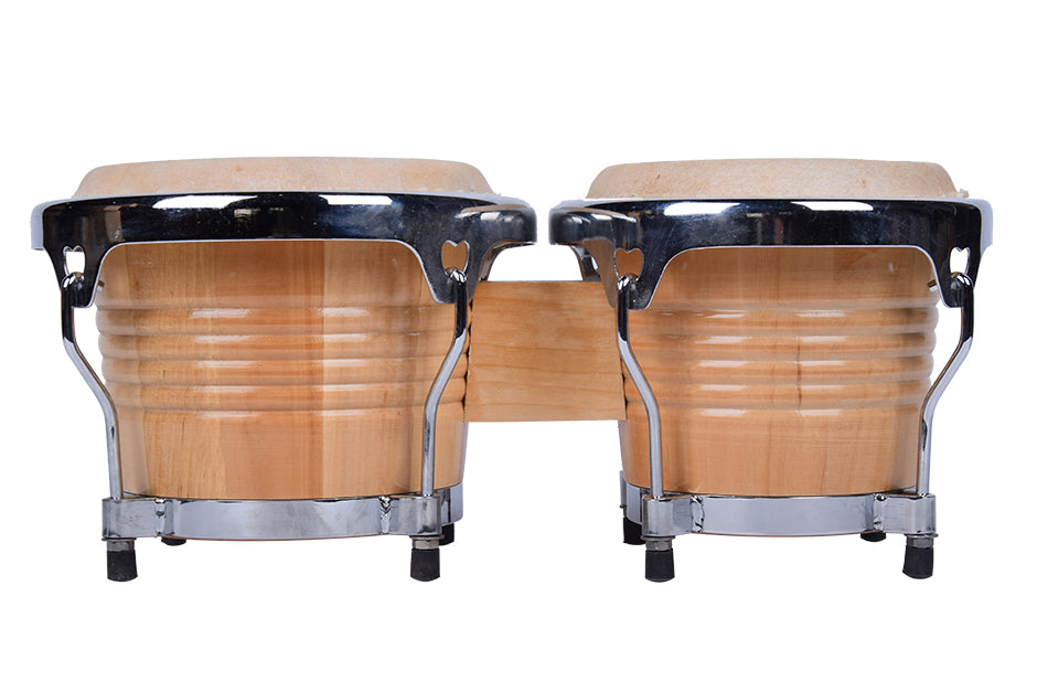 Bongo Drums Set Natural Hide and Timber Double 6.5 & 7.5 Inch