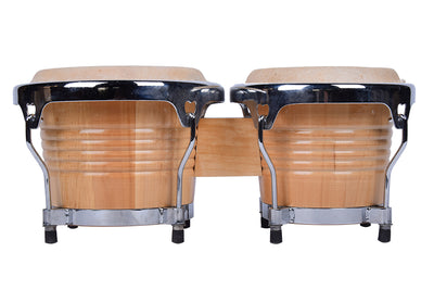 Bongo Drums Set Natural Hide and Timber Double 6.5 & 7.5 Inch