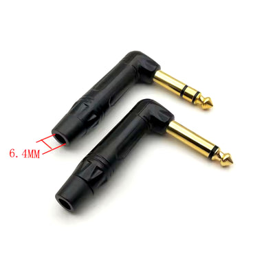 Premium 1/4" Guitar jack 6.35mm TS / TRS 90° L-shaped Right Angle Plug Stereo or Mono