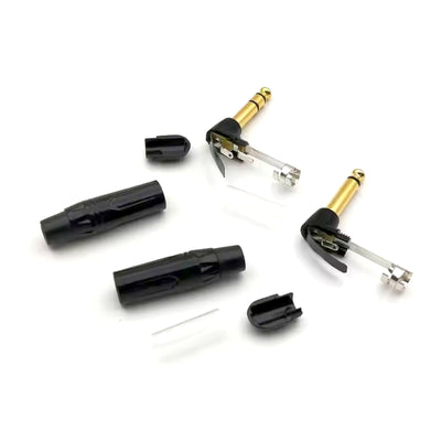 Premium 1/4" Guitar jack 6.35mm TS / TRS 90° L-shaped Right Angle Plug Stereo or Mono