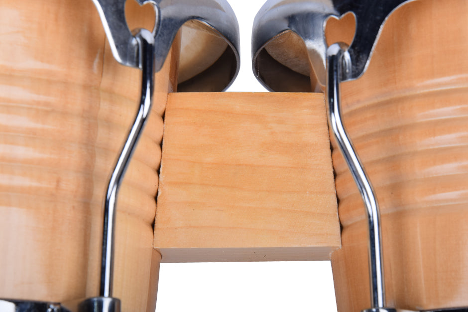 Bongo Drums Set Natural Hide and Timber Double 6.5 & 7.5 Inch