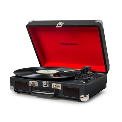 Crosley Cruiser Bluetooth Portable Turntable - Black + Crosley Entertainment Stand Bundle