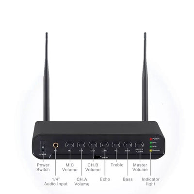 Wireless Microphone System for Karaoke with Bluetooth Audio Streaming Mixer