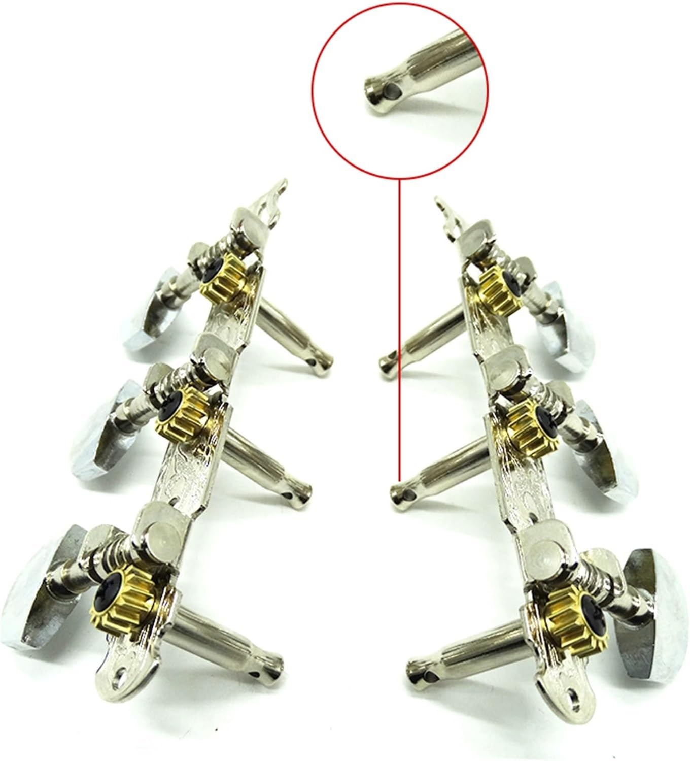 3 on Panel Guitar String Tuning Pegs Machine Heads for Acoustic Guitar Chrome