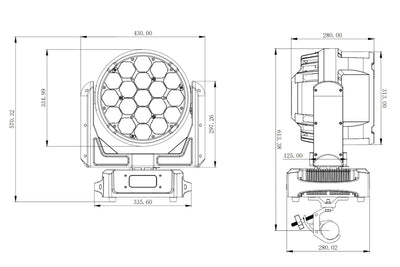 Event Lighting DELUGEM19X60WFX - IP65 Moving Head Zoom Wash with 19 x 60W RGBW + 76 x 0.5W RGB LEDs
