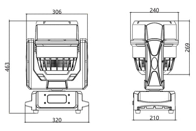 Event Lighting DELUGEM7X60WFX - IP65 Moving Head Zoom Wash with 7 x 60W RGBW + 28 x 0.5W RGB LEDs