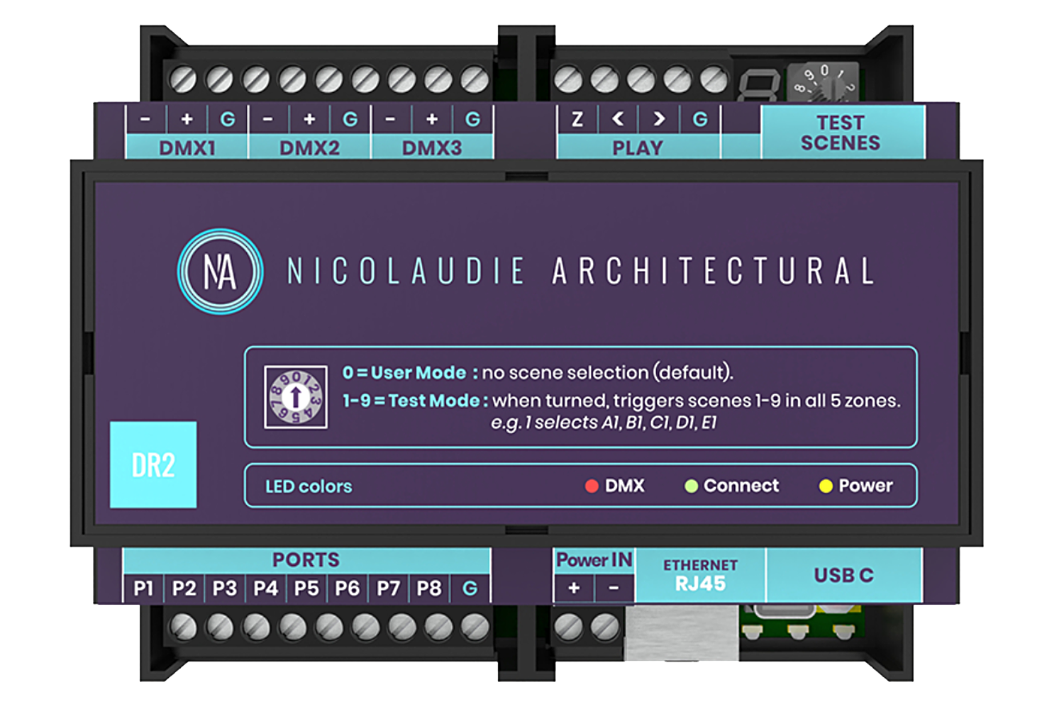 DINA-DR2LITE DIN Rail Mounted Lighting Controller
