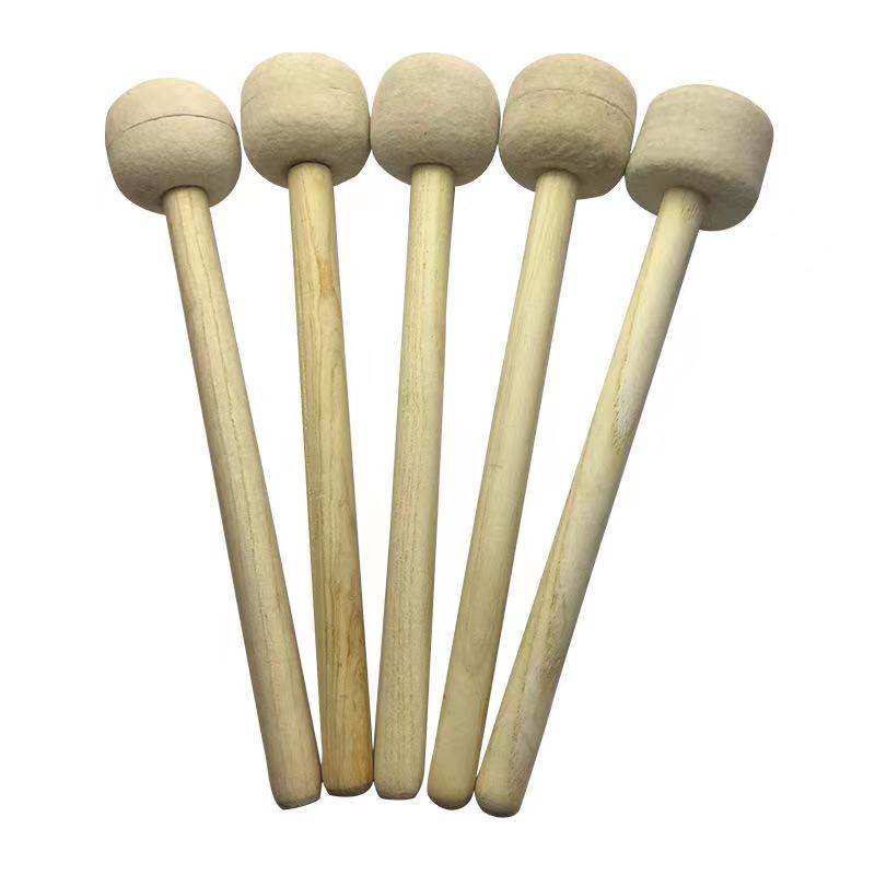 Pack of 2 Bass Drum Mallet Felt Head Percussion Mallets Timpani Sticks Wooden Handle