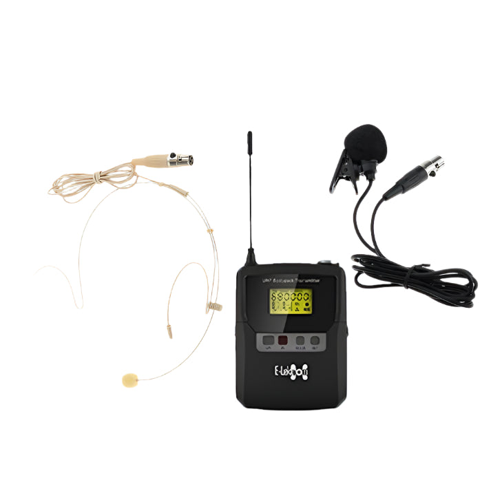 E-Lektron Belt pack UHF transmitter headset and Lavalier Tie-clip for IU-4013 IU-2080