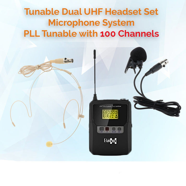 E-Lektron Belt pack UHF transmitter headset and Lavalier Tie-clip for IU-4013 IU-2080