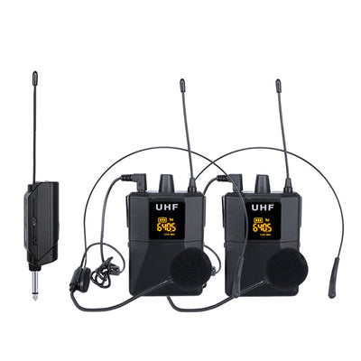 Wireless UHF 20 Channels Tunable Universal microphone set with 2 bodypack Lavalier microphones With Mini Plug Receiver
