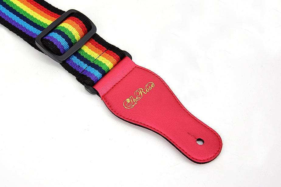 Thick Guitar Strap Rainbow Adjustable Long Anti Slip Exquisite Pure Cotton Weave