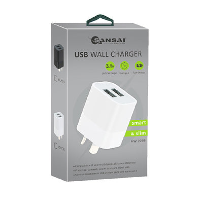 3.1A 2xUSB outlets Wall Charger SANSAI HW-2299