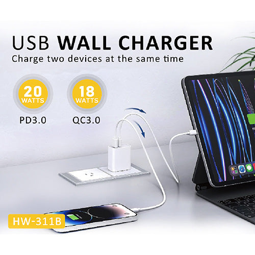 20W USB-A & USB-C wall charger SANSAI HW-311B