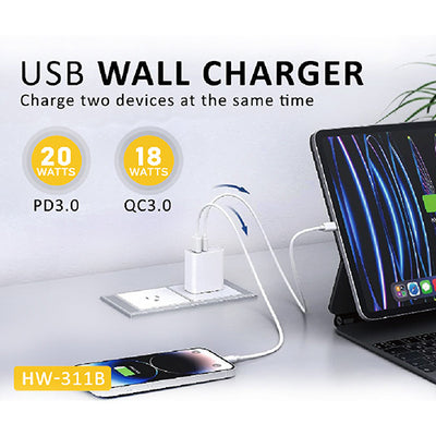 20W USB-A & USB-C wall charger SANSAI HW-311B