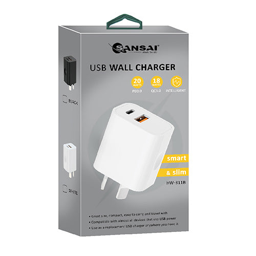 20W USB-A & USB-C wall charger SANSAI HW-311B