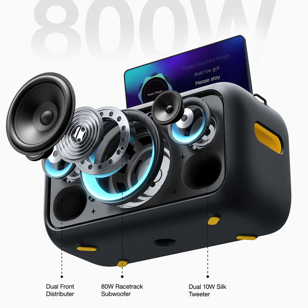 Ikarao Break X1 Portable 800W Karaoke Machine with 13.3” Lyrics Display