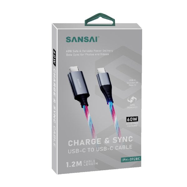 Sansai Light-up RGB USB-C to USB C Cable IPH-0928C