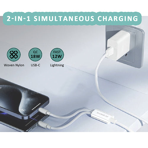 2-IN-1 USB Charging Cable 2.0M SANSAI IPH-0932C