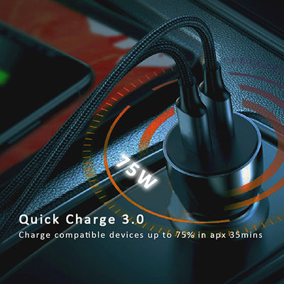 QC3.0 USB A+C Car Charger SANSAI IPH-708G