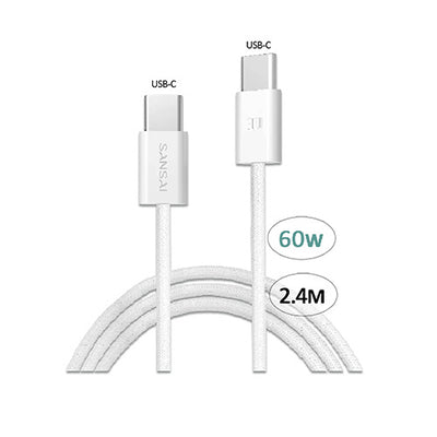 60W USB-C to USB-C Cable 2.4M SANSAI IPH-C803