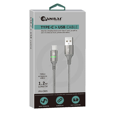 Soft LED Light USB A to USB C Cable SANSAI IPH-C805