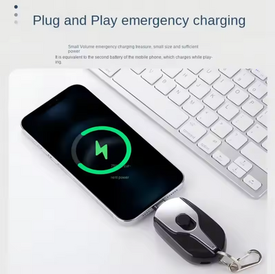 Key chain Power Bank 1500mAh Key Ring Portable Mini Charger for iPhone or Type-C