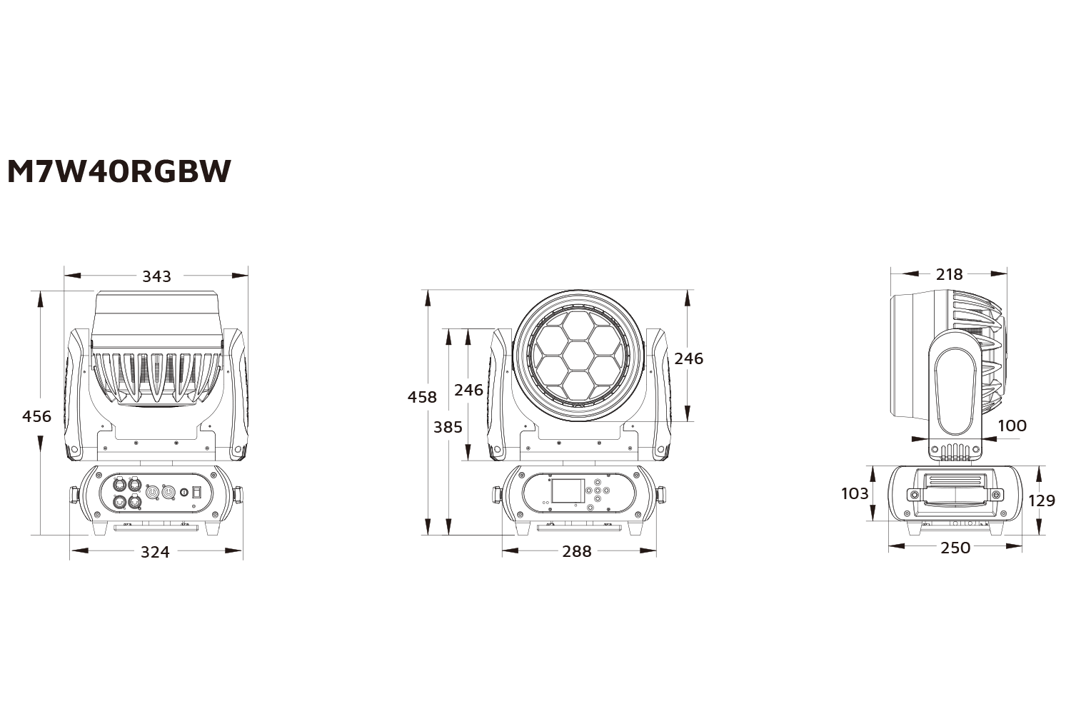 M7W40RGBW - 7x 40 W RGBW LED Pixel Control Wash Zoom Head