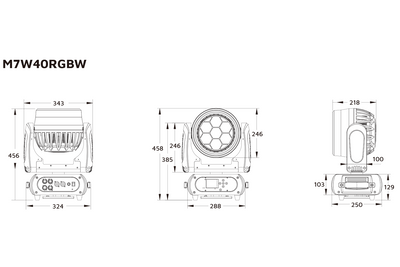 M7W40RGBW - 7x 40 W RGBW LED Pixel Control Wash Zoom Head